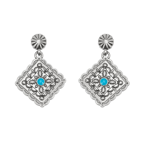 Brighton Mosaic Paseo Turquoise Concho Post Drop Earrings JA9981 SS25 - Saratoga Saddlery & International Boutiques