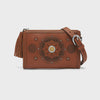 Women's Brown Leather Pouch Handbag  Russet Mosaic by Brighton E55598