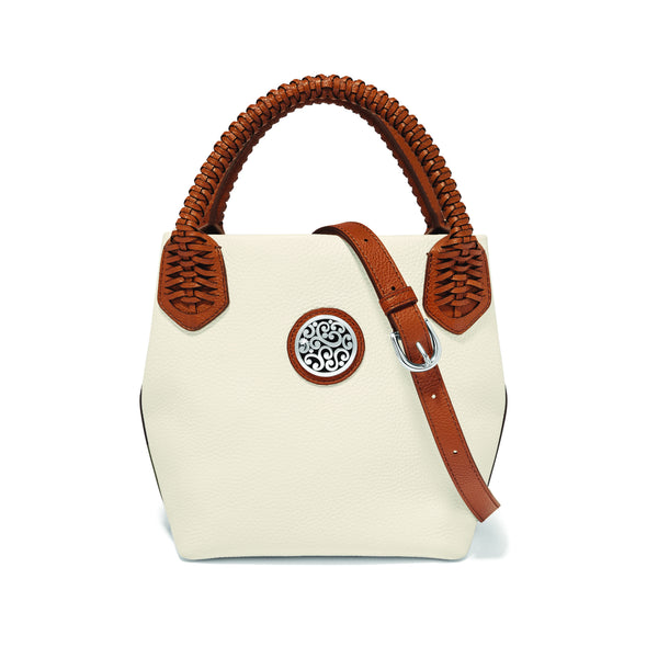 white leather Brighton tote bag with braided handles