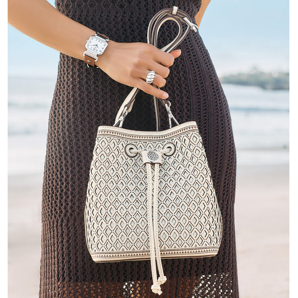 Brighton Ferrara Diamante Bucket in White H38292 SS25 - Saratoga Saddlery & International Boutiques