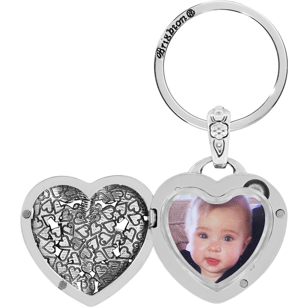 Brighton Floral Heart Key Fob – Silver Plated Locket Keychain (E12192)
