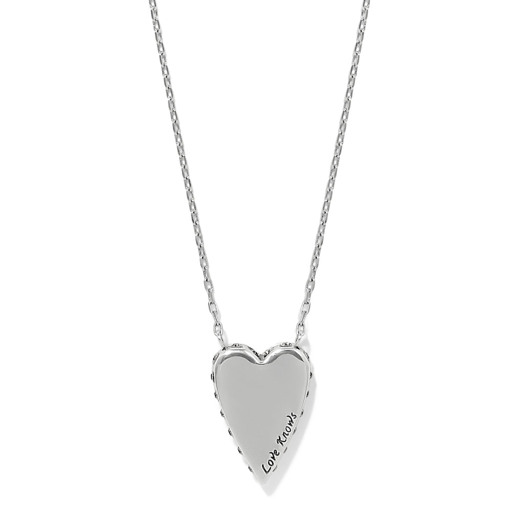 Brighton Silver with Blue Crystals Heart Love Messages Love Knows Necklace