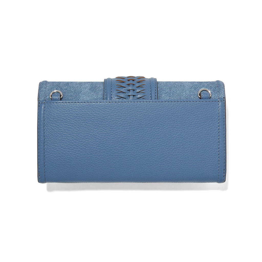 Blue wallet with a white background