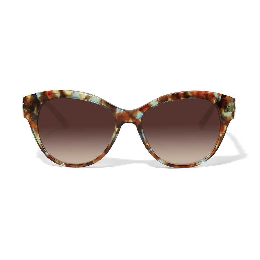 Brighton Women's Cat Eye Silver Blue Havana Sunglasses Interlok Braid A13467