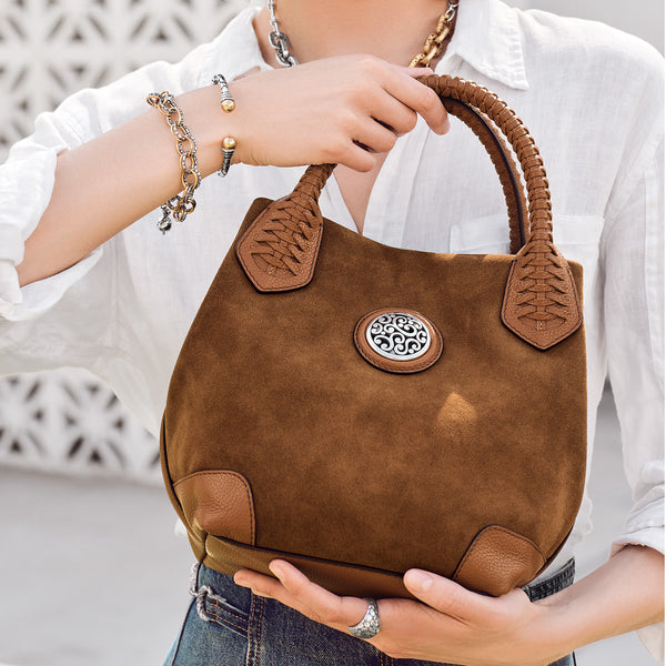 Brighton Reina Medium Leather Tote Bag – Luggage Brown Artisan Design (H44188)