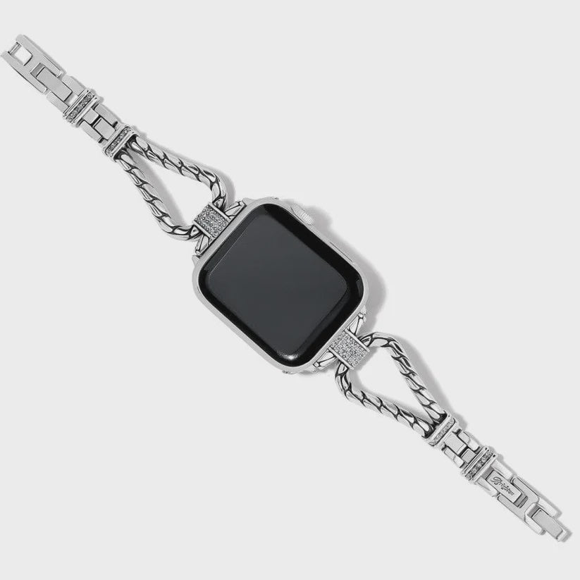 Silver chain watch band on a white background