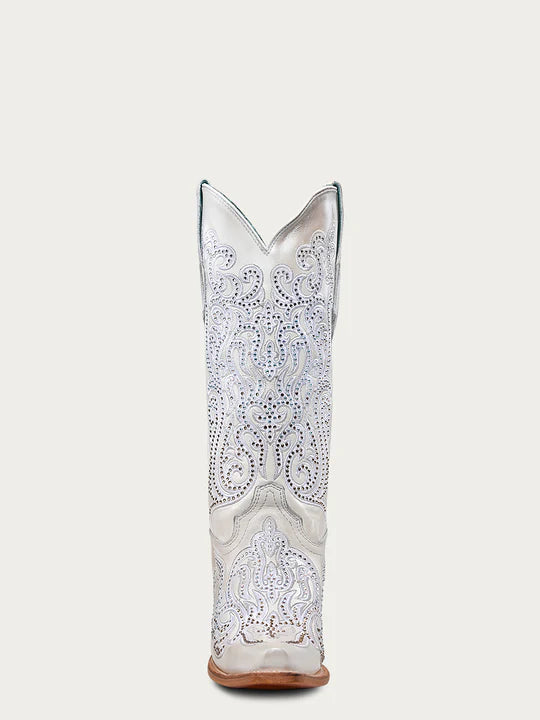 Women's White Wedding Crystal Tall Boots Corral C4103