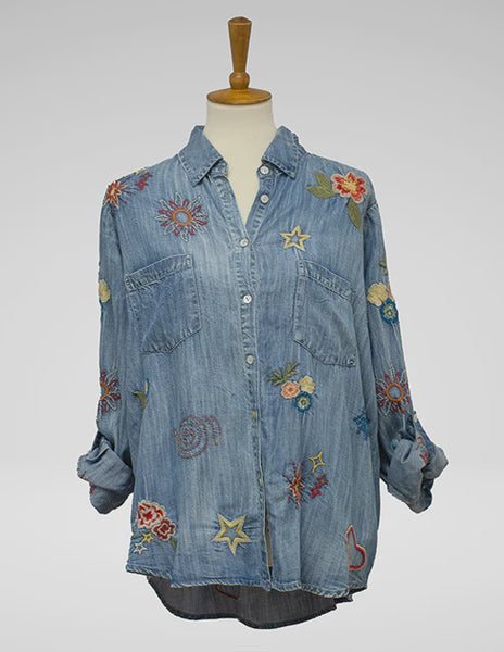 Kyla Seo Blue Denim Shirt Lil KYVK293 SS25 - Saratoga Saddlery & International Boutiques