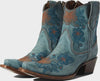 Circle G L5874 Ladies Blue Jean Flower Embroidery Ankle Boots Made by Corral Boots