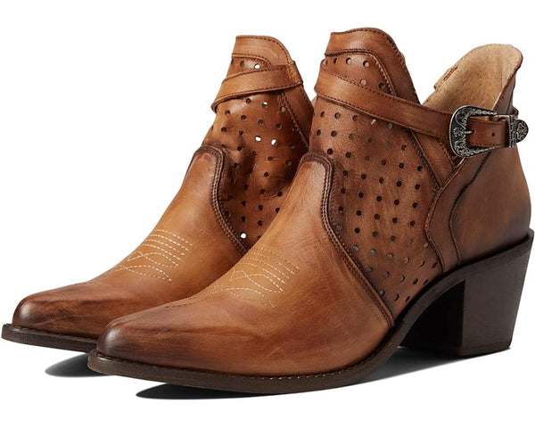 Circle G Q0221 LD Brown Cutout Strap Bootie SS25 - Saratoga Saddlery & International Boutiques
