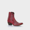 Woman's Short Red Zipper Ankle Boot Circle G