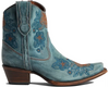 Circle G L5874 Ladies Blue Jean Flower Embroidery Ankle Boots Made by Corral Boots