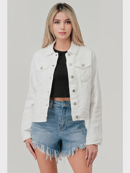 Women's White Denim Jacket Designed in LA M7154J
