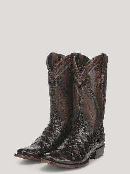 Corral A5106 MN Brown Alligator Inlay & Embroidery Woven Narrow Sq Toe SS26