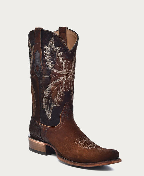 Corral C4023 Men's Chocolate Emb SQ. Toe Tall Cowboy Boot SS24 - Saratoga Saddlery & International Boutiques