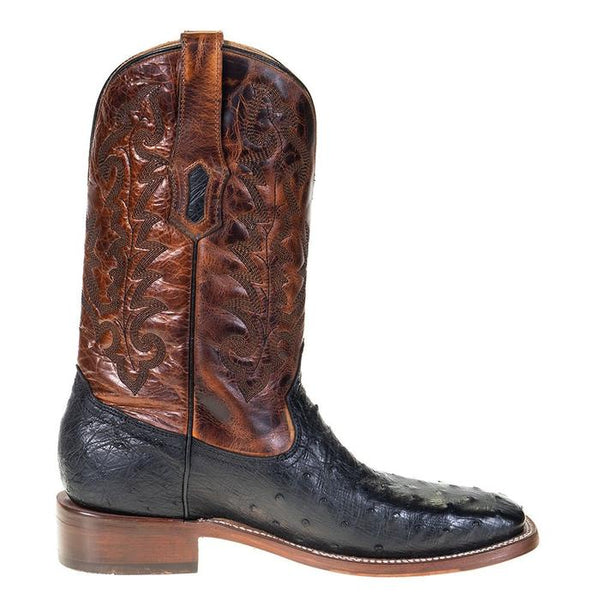 Men's Black and Brown Ostrich Square Toe Corral Boots A4051 SS21 - Saratoga Saddlery & International Boutiques