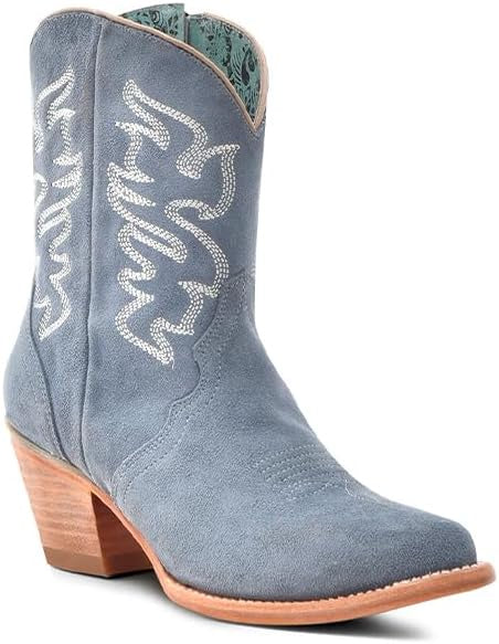 Corral Women's Blue Leather Ankle Boots with Zipper N0008