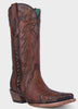 Corral Women's F1362 Honey Color With Black Wingtip with Side Zip Tall Cowboy Boots
