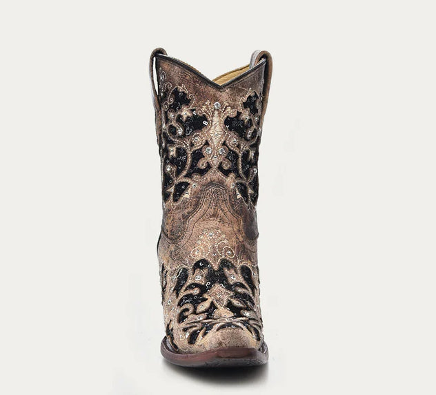 Corral Womens A4190 LD Brown Stud Crystal Ankle Boots