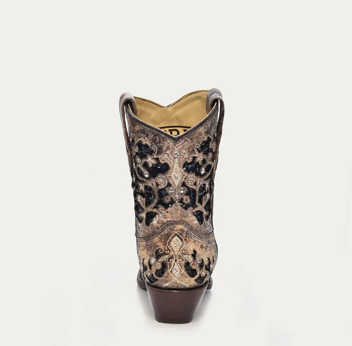 Corral Womens A4190 LD Brown Stud Crystal Ankle Boots