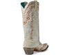 Corral Women's White with Pink Flower Embroidered Tall Cowboy Boots A4455