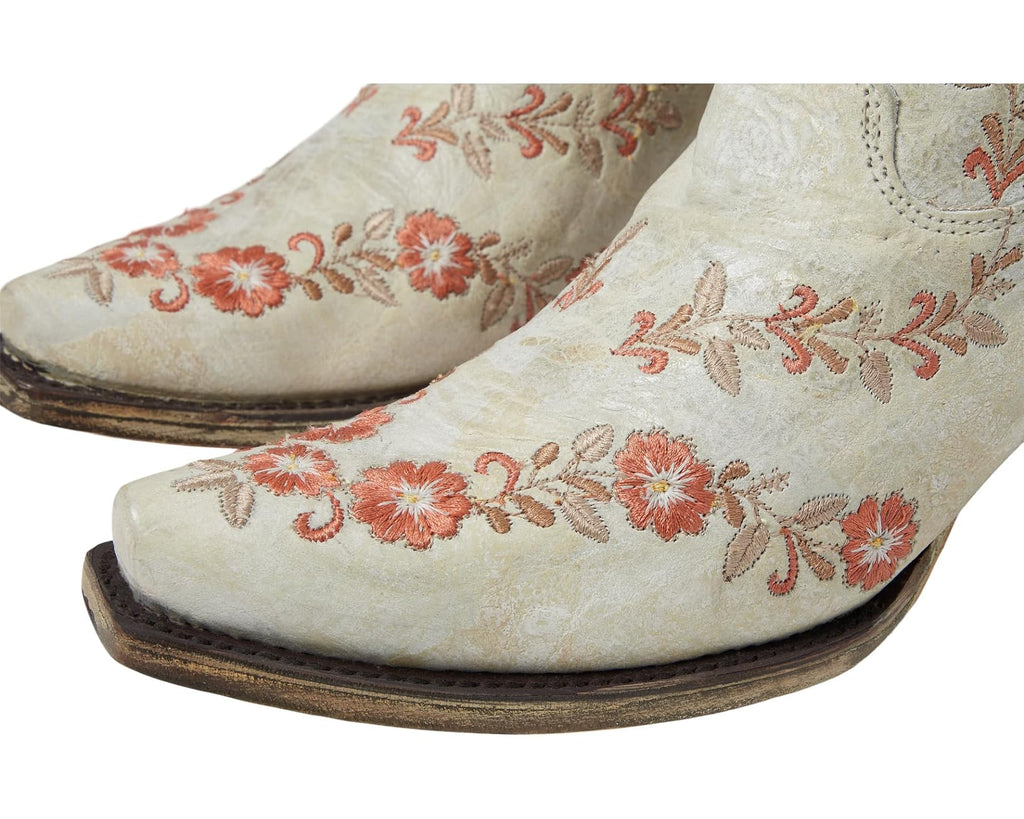 Corral Women's White with Pink Flower Embroidered Tall Cowboy Boots A4455