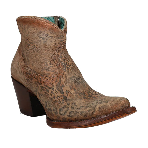Corral Women's Leather Suede Ankle Bootie in Cheetah Style Leather A4468