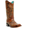 Corral A4483 Ladies Sand Embroidered Studs Square Toe Ligth brown Cowboy Boots