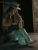 Corral C4077 Women's Turquoise Embroidery & Crystals Lamb Fringe Tall Boots