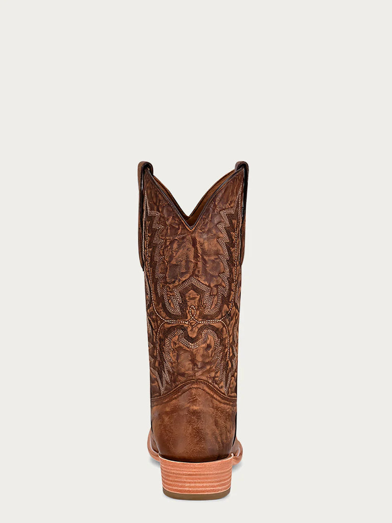 Men's Brown Embroidery Narrow Square Toe Cowboy Boots A4229 Corral Boots