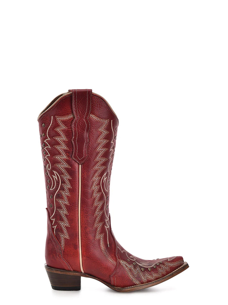Red Leather Tall Cowboy Boot Circle G by Corral Boots L6117