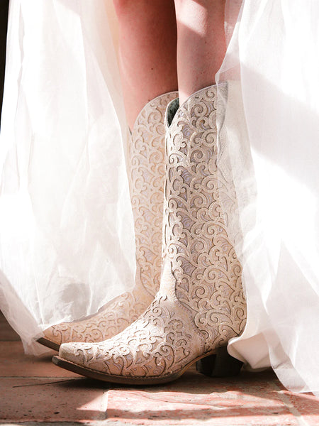 Corral Wedding Cowboy Boots C4050 White Glitter and Crystals Tall Boots - Saratoga Saddlery & International Boutiques
