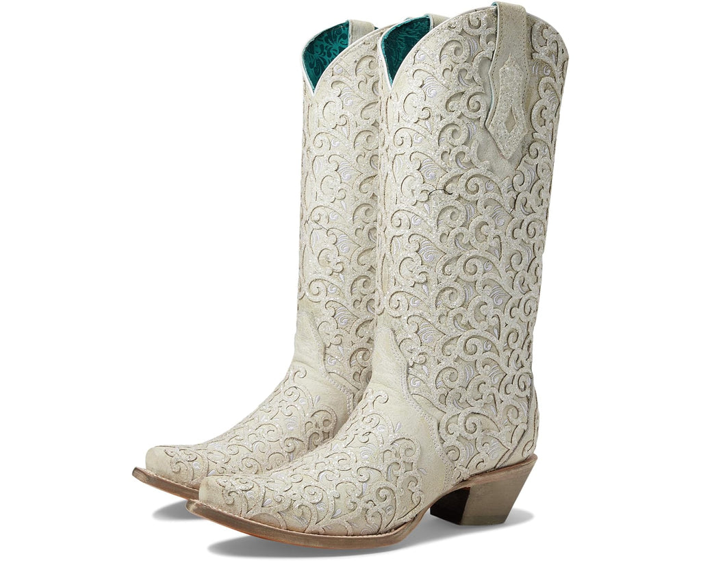 Corral Wedding Cowboy Boots C4050 White Glitter and Crystals Tall Boots