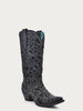 Women's Black Cowboy Boots with Crystals Inlay and Studs Corral A3752