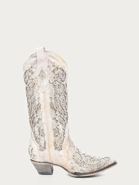 Corral Women's Boot A3322 White Glitter Crystals Wedding Boot SS25