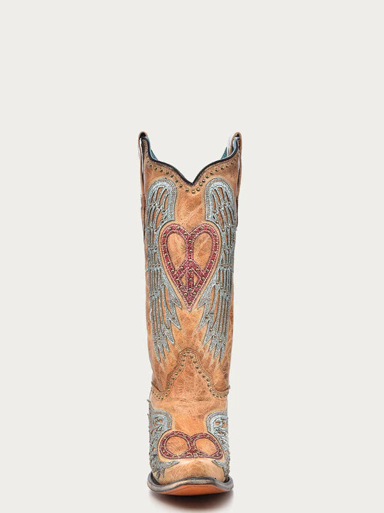 Corral Women's Sand Heart Wings Overlay COWBOY BOOTS A4235 SS22