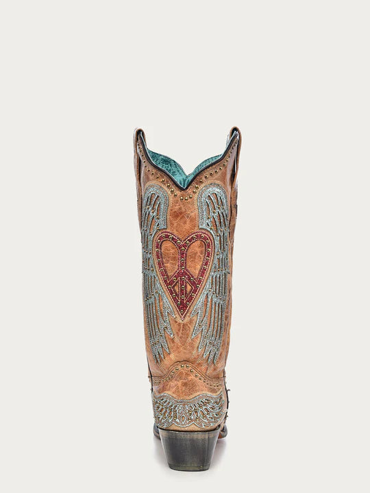 Corral Women's Sand Heart Wings Overlay COWBOY BOOTS A4235 SS22