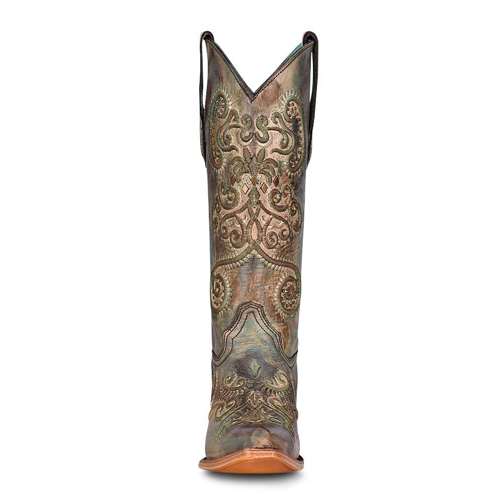 Corral Women's Turquoise Brown Cowboy Boots C3849 ON SALE
