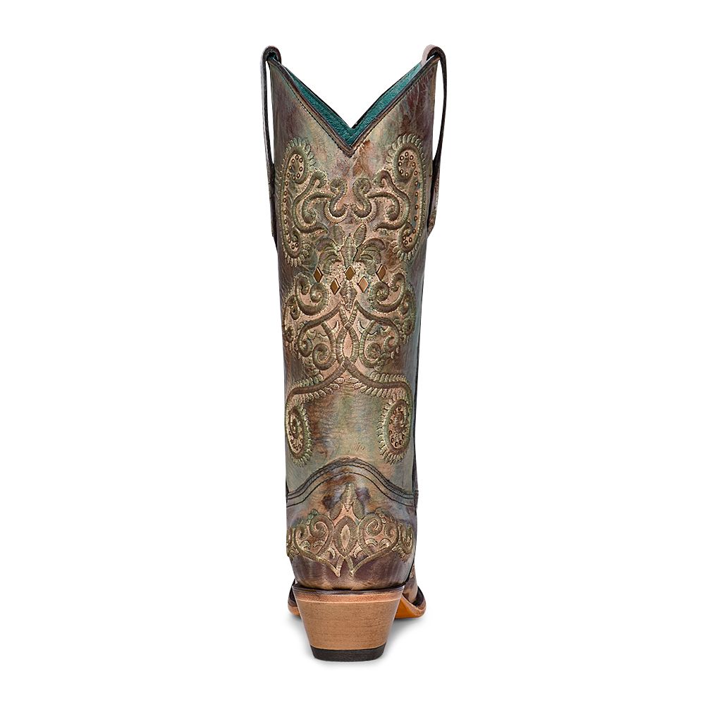 Corral Women's Turquoise Brown Cowboy Boots C3849 ON SALE