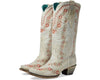 Corral Women's White with Pink Flower Embroidered Tall Cowboy Boots A4455