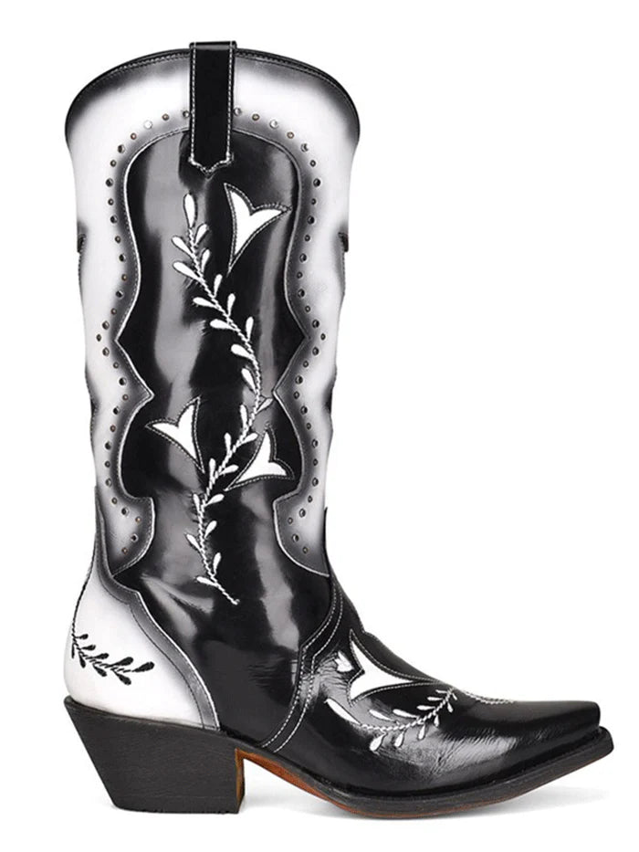 Corral Z0132 Women's Black and White Studs Cutout Cowboy Boots