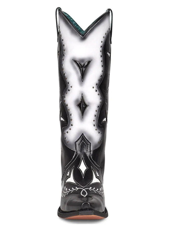 Corral Z0132 Women's Black and White Studs Cutout Cowboy Boots