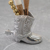 Cowboy Boot Pen Holder Nickel Etched Western Style Gift Idea 71393