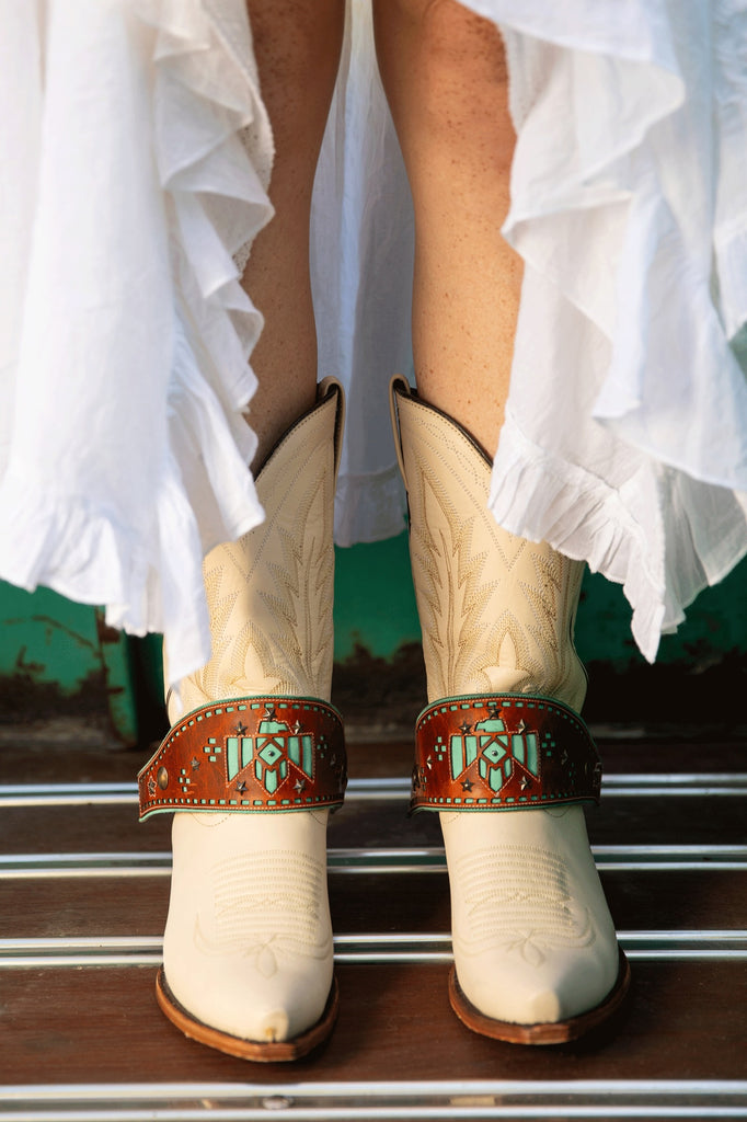 White wedding boot Accessories Cowboy Boot Accessories Leather Boot Harness Lassos for Western Wedding
