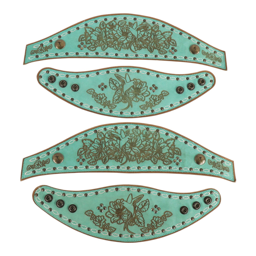 Cowboy Boot Accessories Boot Lassos Hummingbird in Aqua Blue Leather
