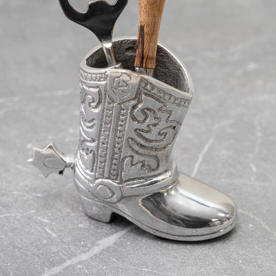 Cowboy Boot Pen Holder Nickel Etched Western Style Gift Idea 71393
