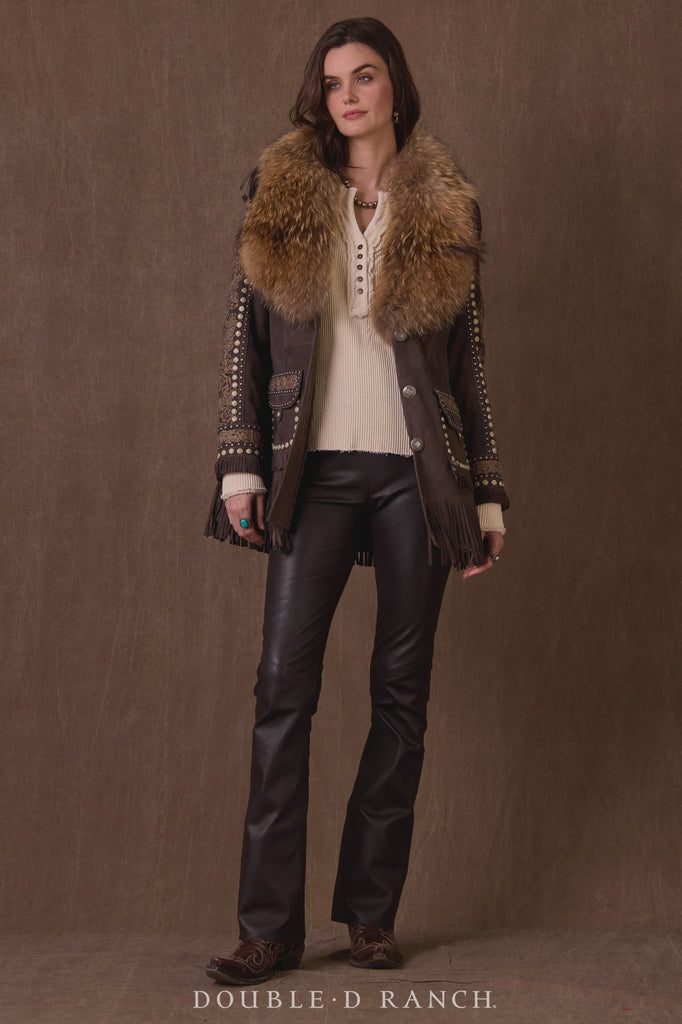 Double D Ranch Women's Horse Leather Fur Coat Opera C3443