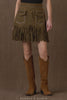 Double D Ranch S1828 Fringin Around Leather Suede Skirt in Olive S1828