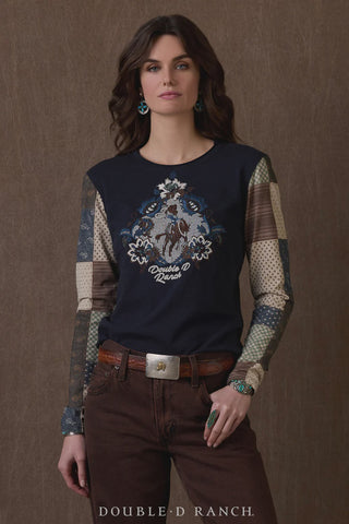 IsleField Isla Notch Neck Tunic Embroidered Top in Navy