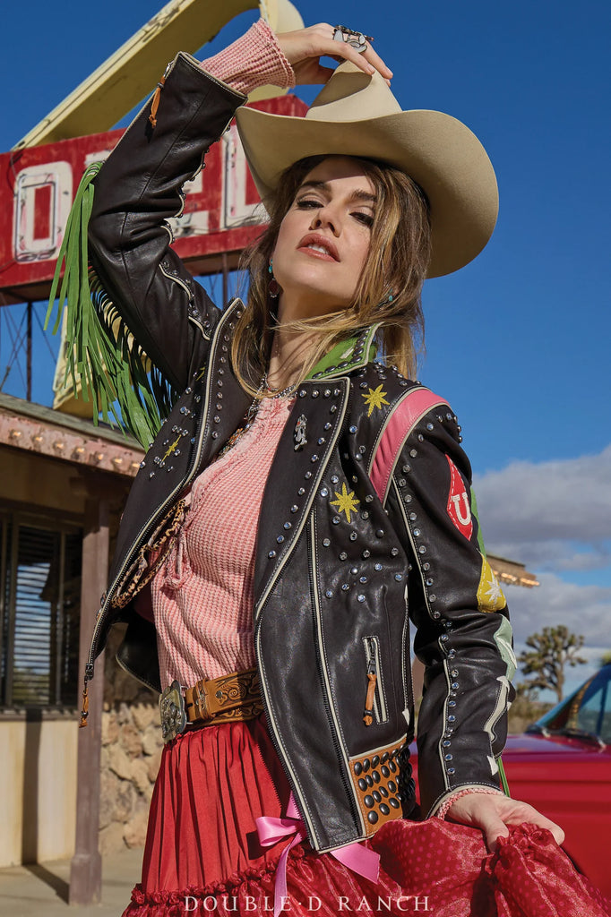 Double D Ranch Atomic Biker Leather Jacket Bronco C3425 SS25